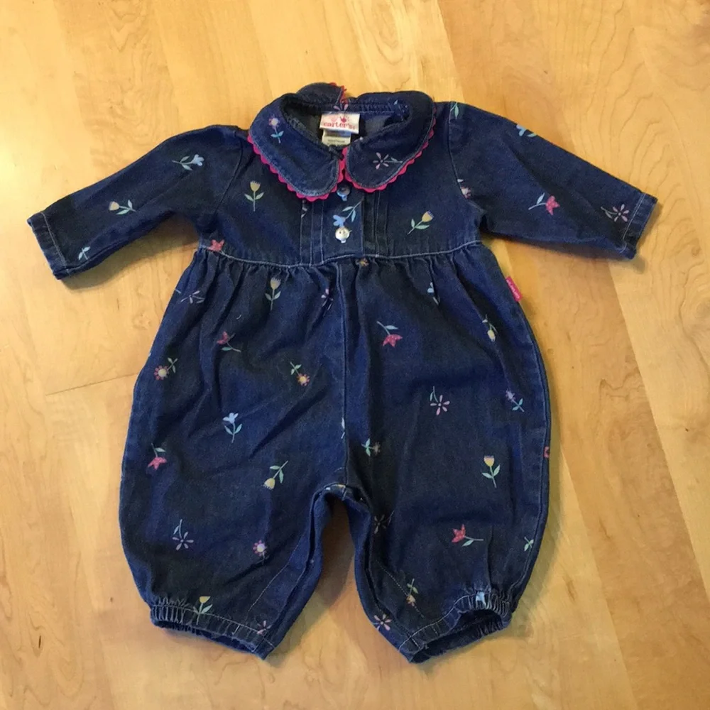 CARTER'S Vintage Denim Floral Bubble Romper